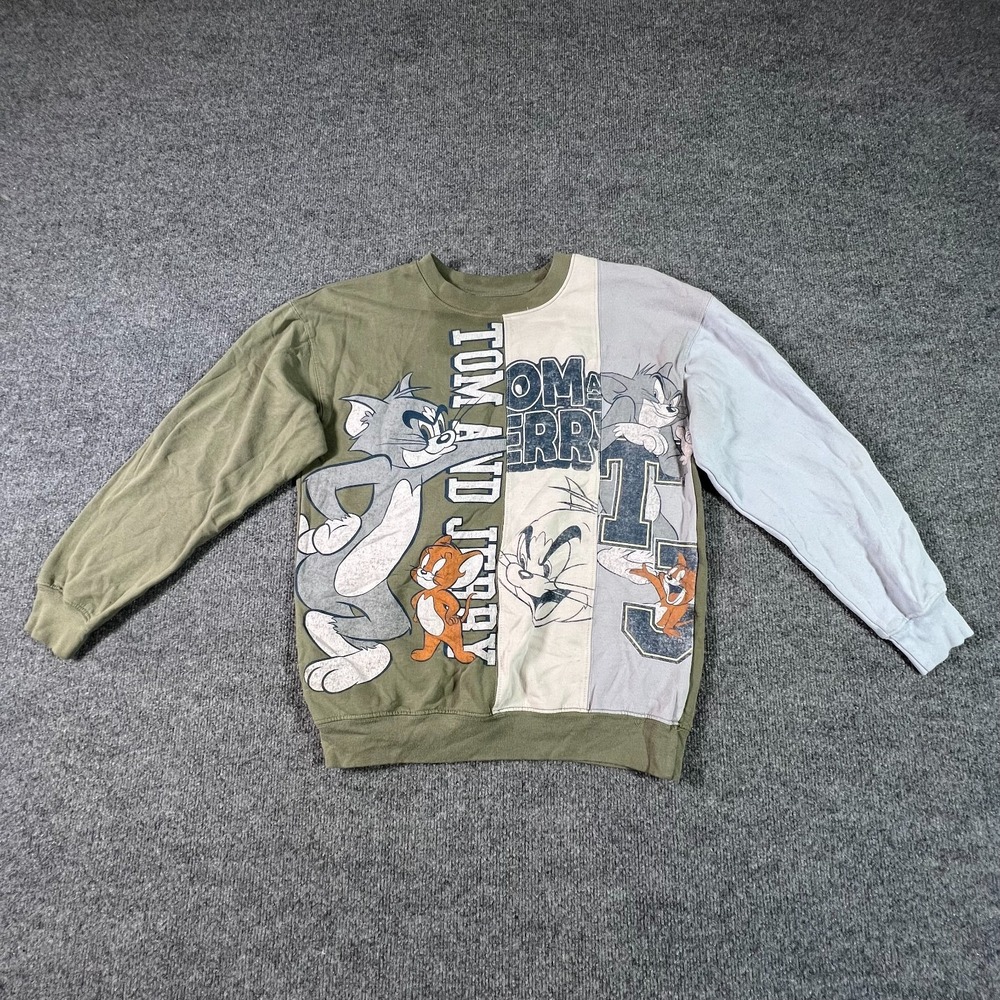 Tom And Jerry Sweatshirt Mens Small Green Artichoke Graphic Fleece Pullover